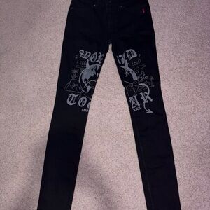 Rare Ksubi Skinny Jeans Devil Smash World Tour Black Denim (Size 31)